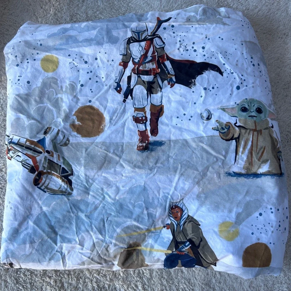 Pottery Barn Kids Star Wars Mandalorian Organic Cotton Twin Flat & Fitted Sheet